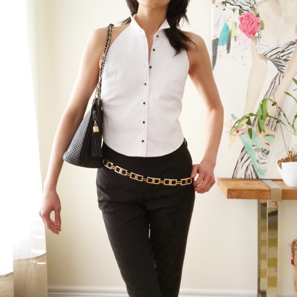 NWTZara tuxedo halter neck top elastic back straps